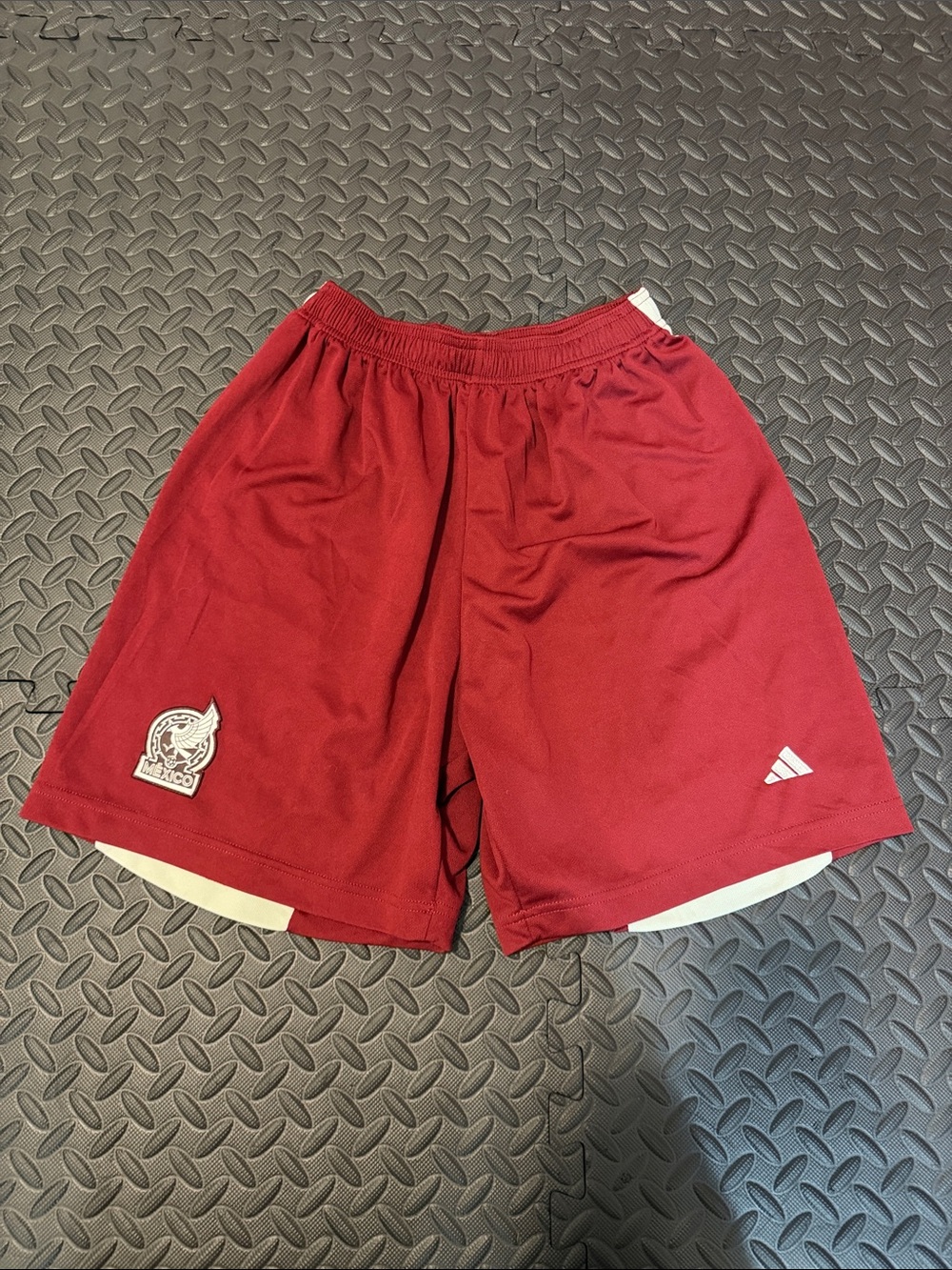 adidas Burgundy Athletic Shorts with White Accents